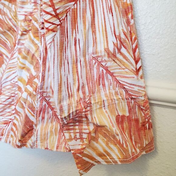 Chicos 3 Womens Sz XL/16 Orange Leaf Tropical Palm Full Zip Lightweight Jacket - Picture 6 of 16